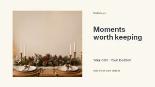 Elegant holiday dining table with greenery in Holiday photo greeting · Horizontal photo dialogue