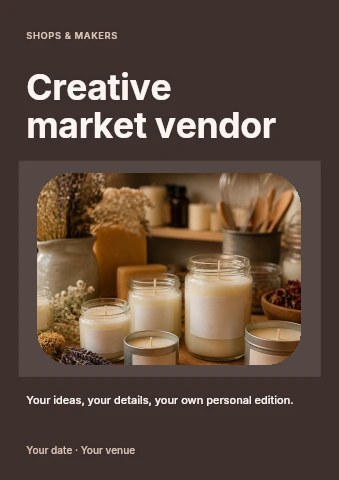Handmade scented candles with dried flowers in Creative market vendor flyer template