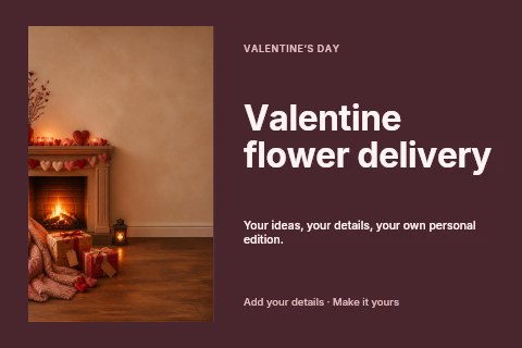 Valentine flower delivery postcard template