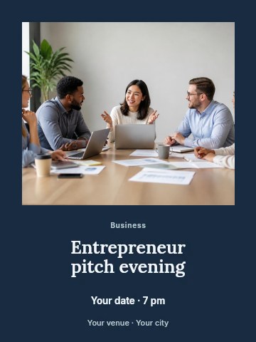 Entrepreneur pitch evening invitation template