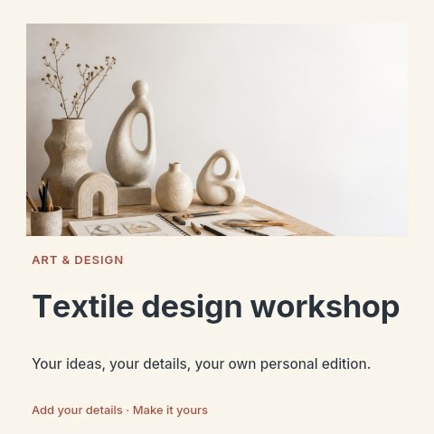 Textile design workshop social media post template