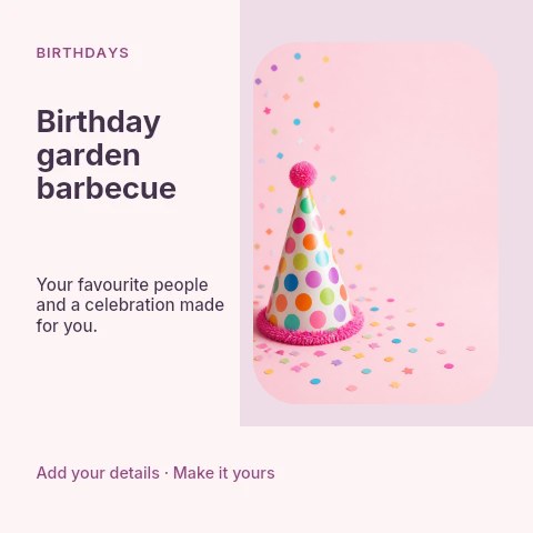 Birthday garden barbecue social media post template