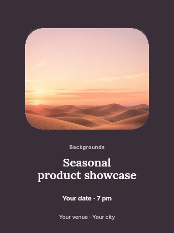 Sunset over smooth sand dunes in Seasonal product showcase poster template