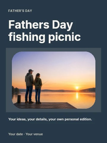 Fathers Day fishing picnic invitation template