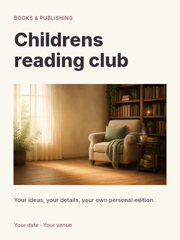 Childrens reading club invitation template