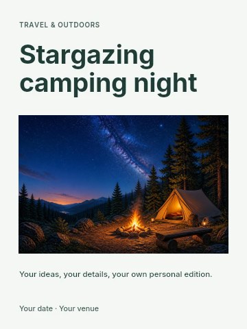 Stargazing camping night invitation template
