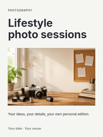 Lifestyle photo sessions poster template