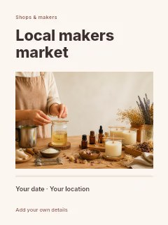 Local makers market invitation template · Title & photograph