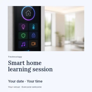 Smart home control panel on wall in Smart home learning session social media post · Gallery editorial
