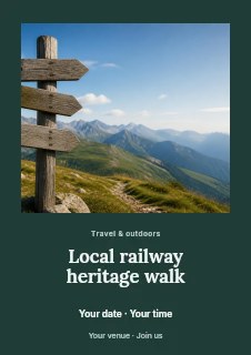 Local railway heritage walk flyer template · Quiet photo gallery