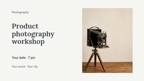 Product photography workshop presentation cover template