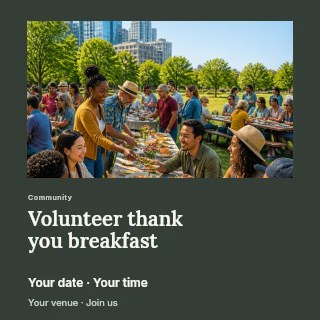 Volunteer thank you breakfast social media post template · Gallery editorial
