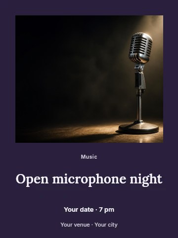 Open microphone night poster template