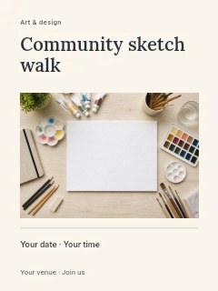 Community sketch walk poster template · Title & photograph