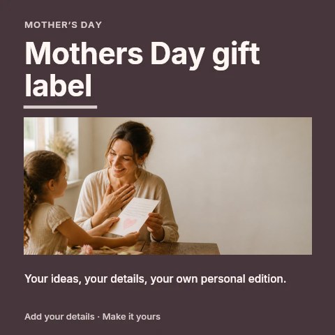 Mothers Day gift label social media post template