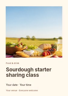 Sourdough starter sharing class flyer template · Gallery editorial