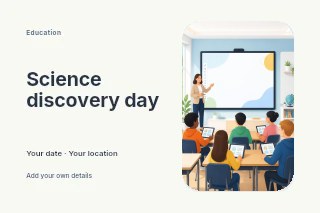 Science discovery day postcard template · Horizontal photo dialogue