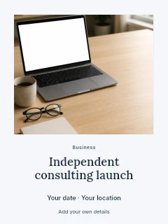 Minimalist workspace with laptop and notebook in Independent consulting launch · Quiet photo gallery