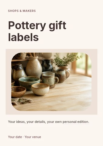 Pottery gift labels flyer template