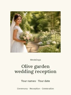 Olive garden wedding reception poster template · Picture window