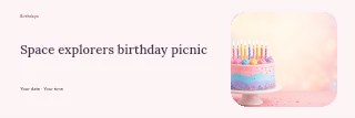Space explorers birthday picnic banner template · Horizontal photo dialogue