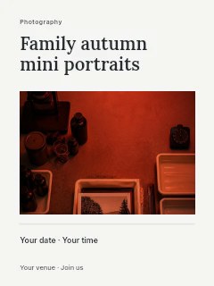 Family autumn mini portraits poster template · Title & photograph