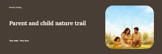 Parent and child nature trail banner template · Horizontal photo dialogue
