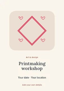 Diamond frame · loop ornaments and double border in Printmaking workshop · Picture window