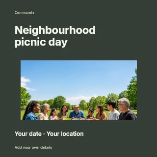 Neighbourhood picnic day social media post template · Modern programme