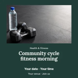 Community cycle fitness morning social media post template · Quiet photo gallery