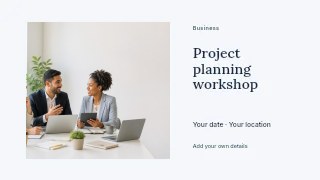 Project planning workshop youtube thumbnail template · Horizontal photo dialogue