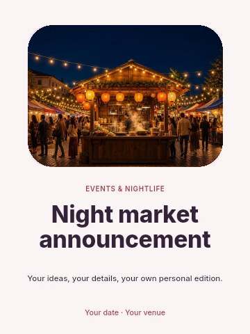 Night market announcement invitation template