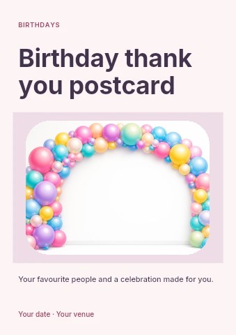 Birthday thank you postcard flyer template