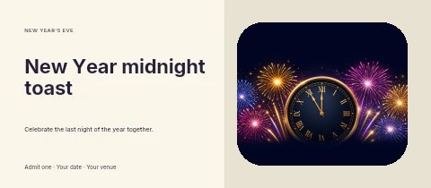 New Year midnight toast event ticket template
