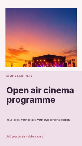 Open air cinema programme instagram story template