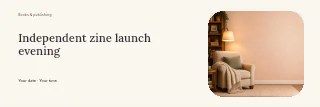 Independent zine launch evening banner template · Horizontal photo dialogue