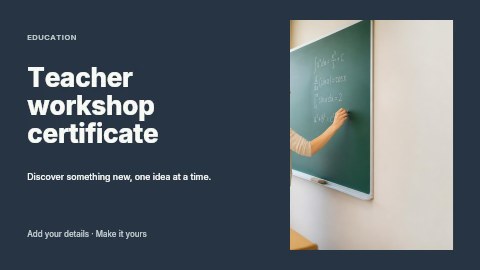 Teacher Writing Math Equations on Chalkboard in Teacher workshop certificate presentation cover template