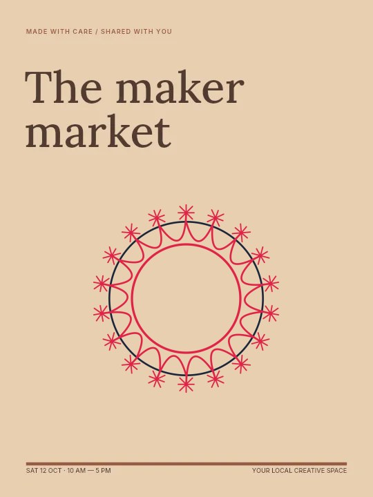 Fan radial emblem · 18 motifs and interlaced in The maker market · Illustrated poster