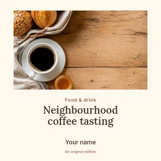 Neighbourhood coffee tasting podcast cover template · Quiet photo gallery