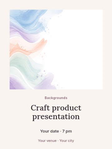 Soft watercolor abstract waves background in Craft product presentation poster template