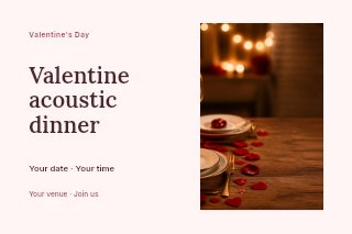 Valentine acoustic dinner postcard template · Horizontal photo dialogue