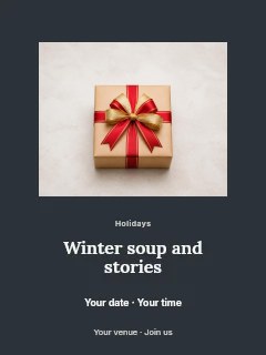 Winter soup and stories poster template · Picture window