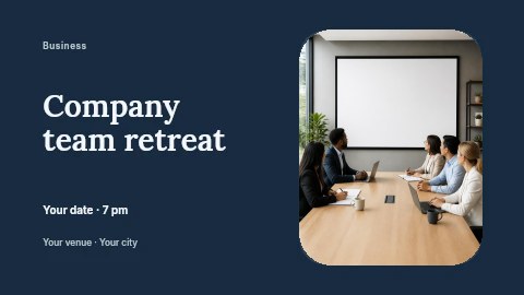 Business team watching blank presentation screen in Company team retreat presentation cover template