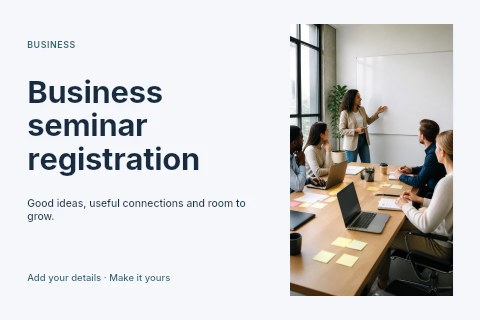 Business seminar registration postcard template