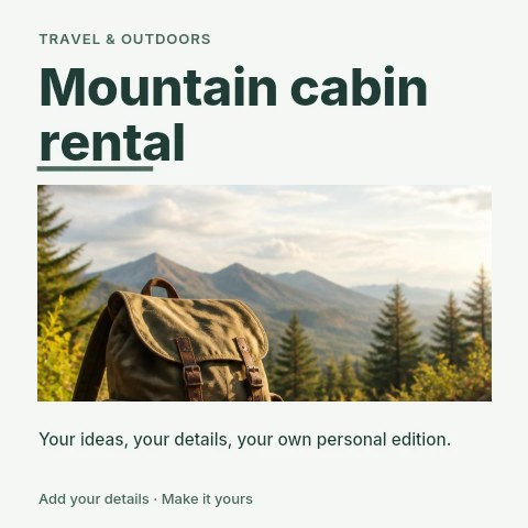 Mountain cabin rental social media post template