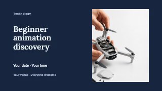 Beginner animation discovery presentation cover template · Horizontal photo dialogue