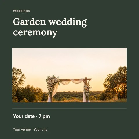 Garden wedding ceremony social media post template