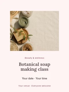 Botanical soap making class poster template · Picture window