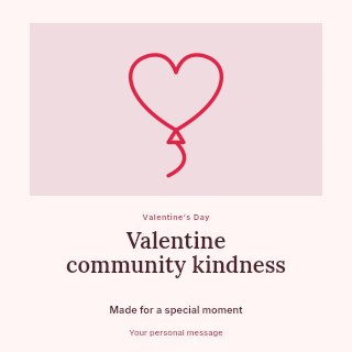 Valentine heart balloon · Outline in Valentine community kindness · Quiet photo gallery