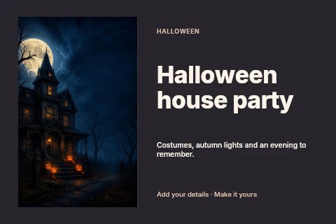 Halloween house party postcard template